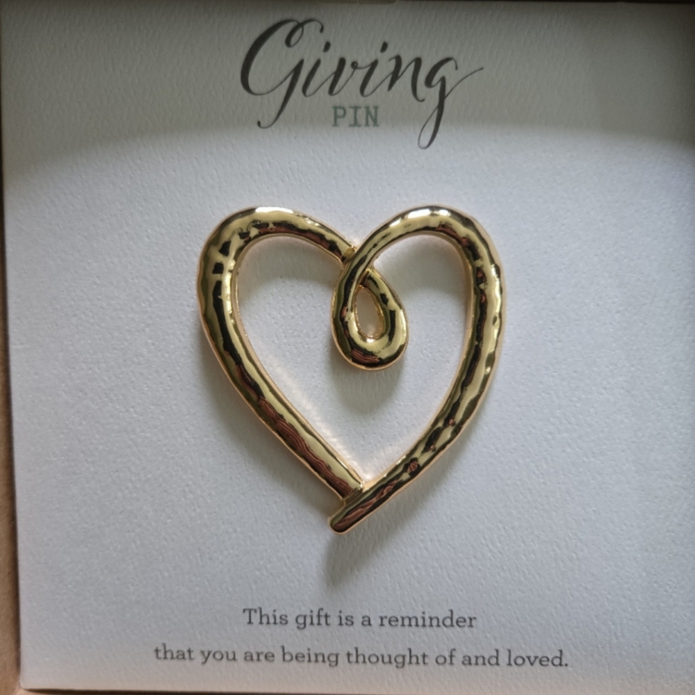 Giving Pin Demdaco Gold Heart Brooch New In Box - Picture 7 of 11